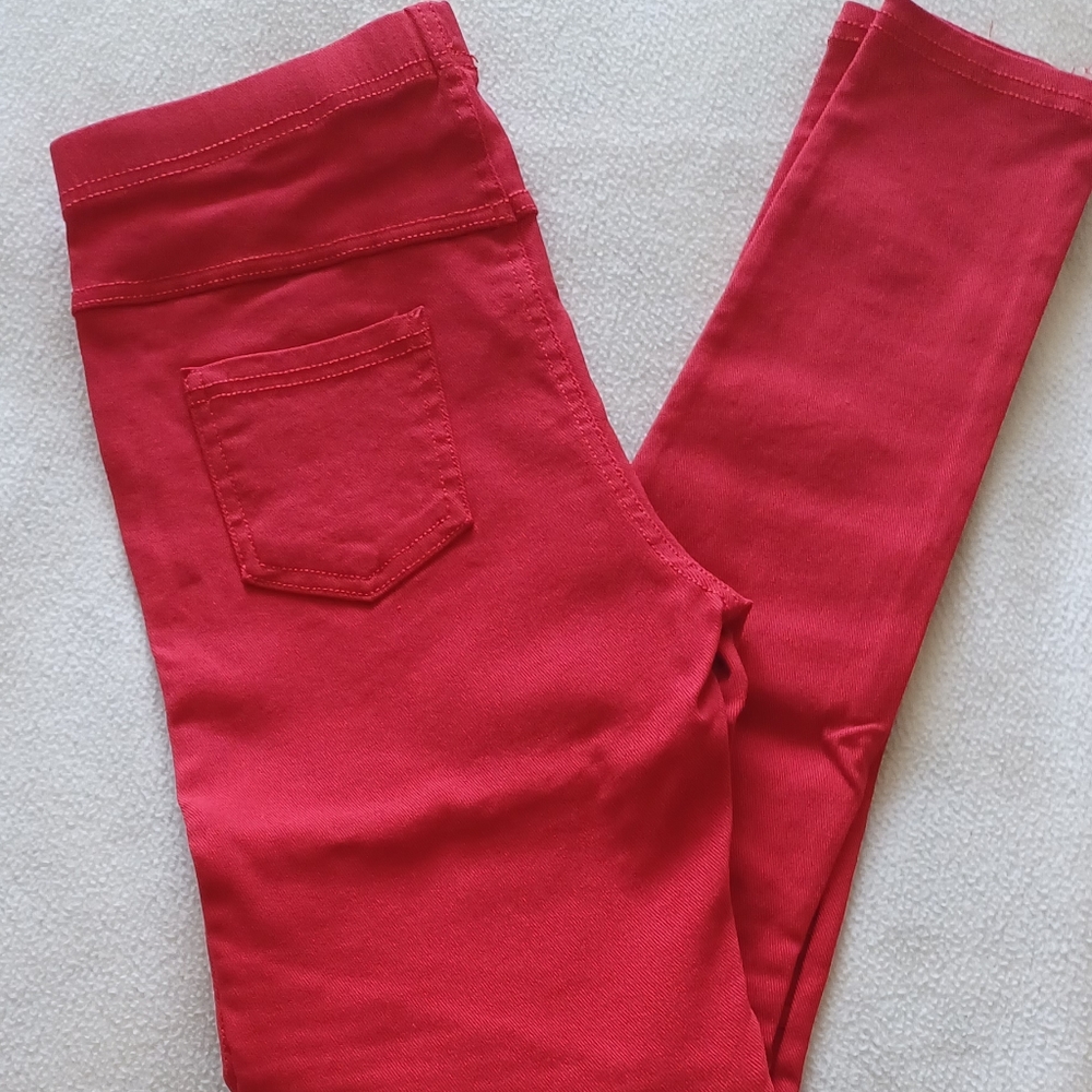 Red moto jeggings (NEW)